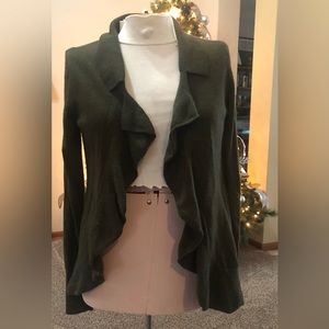 Open Waterfall Cardigan Green Wool/cashmere Sweater Banana Republic Size M